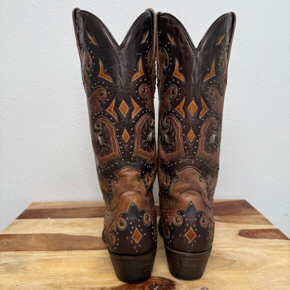 Lucchese M5015 Women’s Fiona Scarlette Cafe Brown Calf Stud Cowboy Western boots - Picture 3 of 13